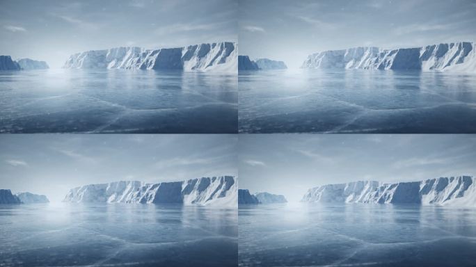 写实冰川场景 三维冰山雪山雪海冰面 裂缝