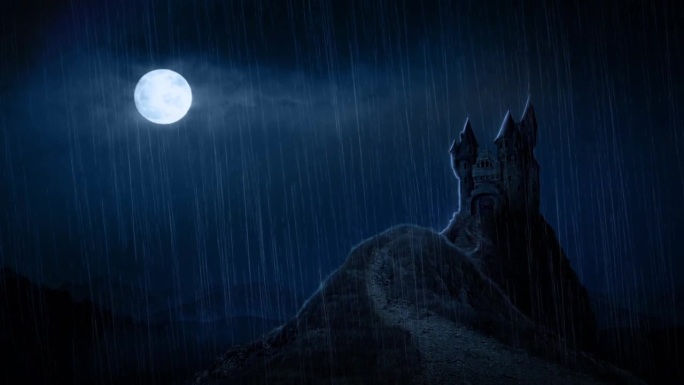 雷雨中的童话城堡LED视频光影夜色
