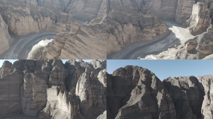 4K原素材-航拍沟壑山峦、大峡谷