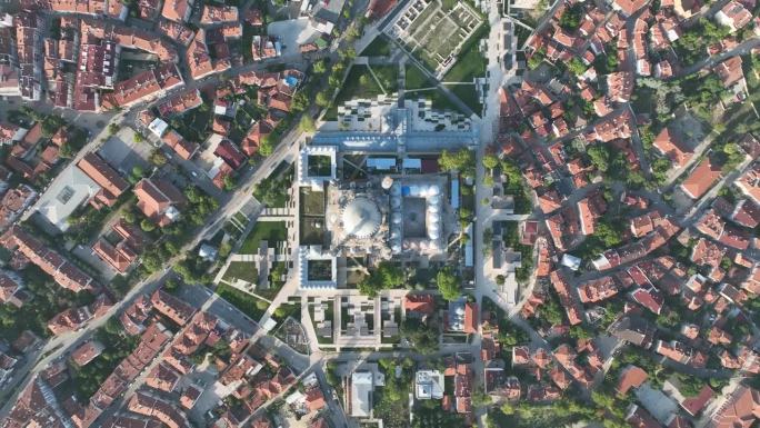 日落无人机视频中的苏莱曼清真寺，法提赫伊斯坦布尔，土耳其(土耳其语)