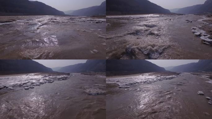 湍急的河流 河水结冰化冰
