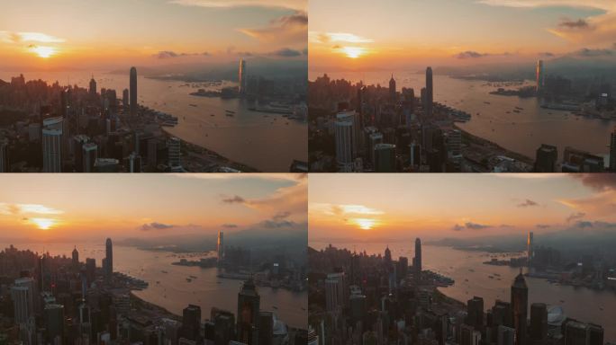 黄昏鸟瞰香港岛世界三大金融中心港澳台旅游