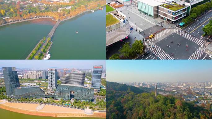 杭州城市风景视频素材航拍
