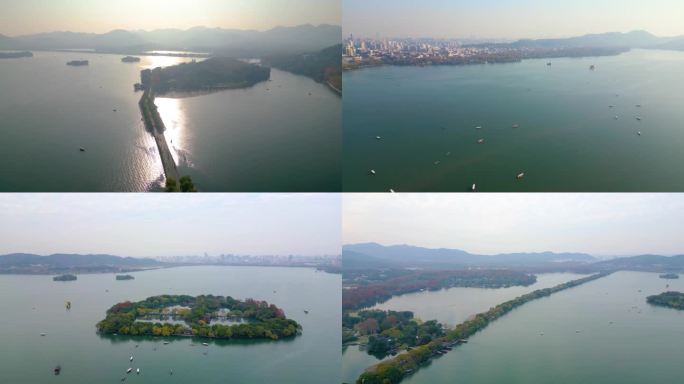 杭州西湖景区风景视频素材航拍