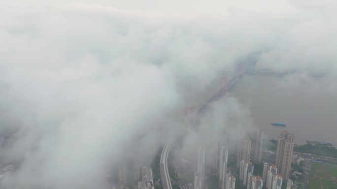 武汉两江四岸城市天际线风光