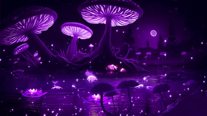唯美浪漫湖面蘑菇视频