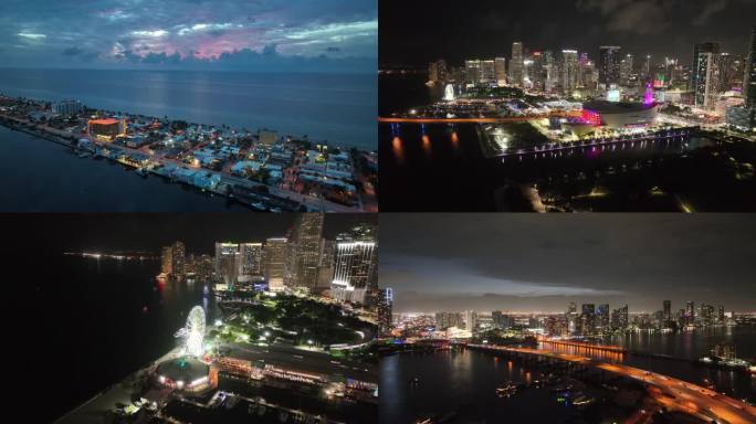 美国迈阿密最新航拍夜景合集