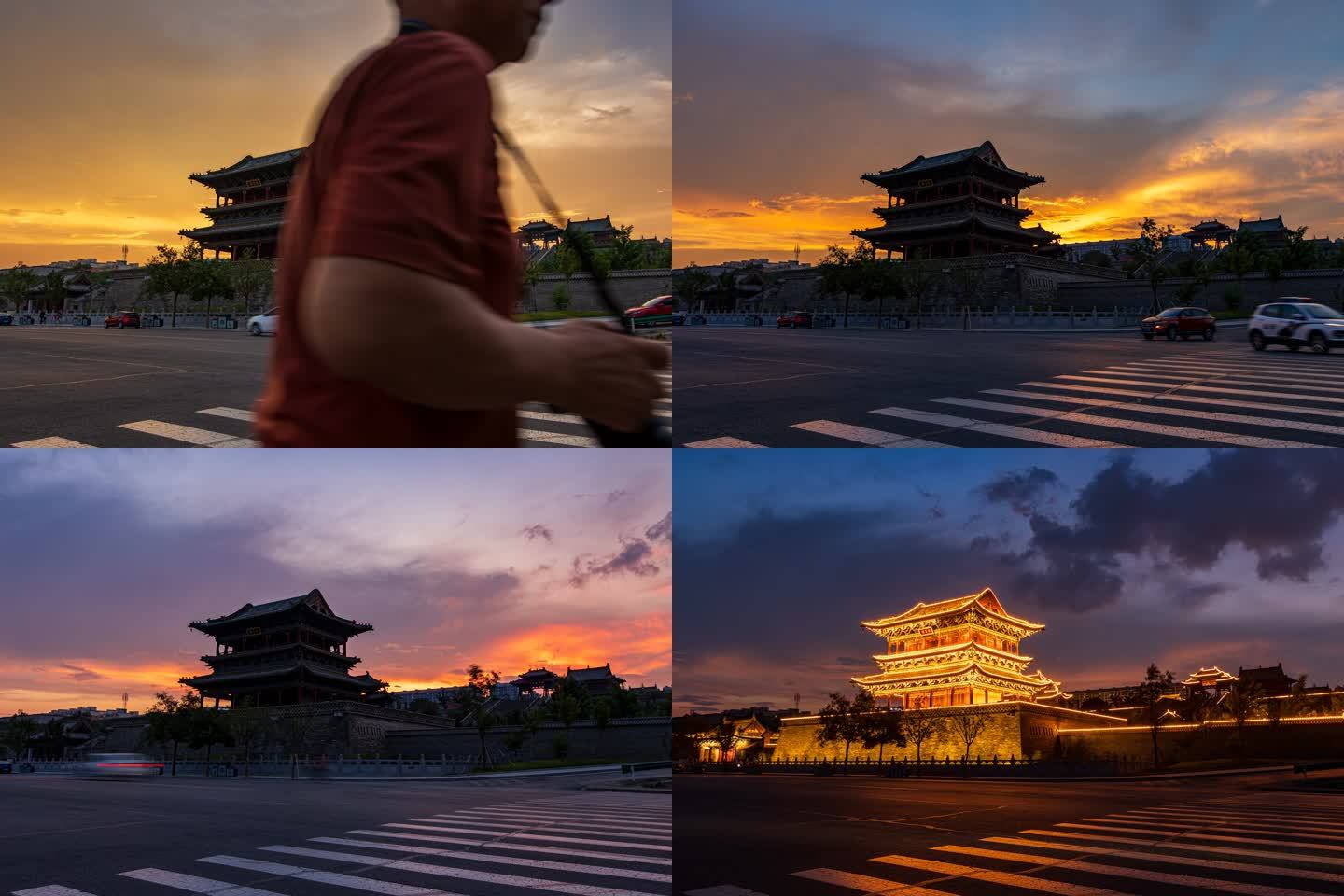 山西运城池盐文化博览园夜景延时