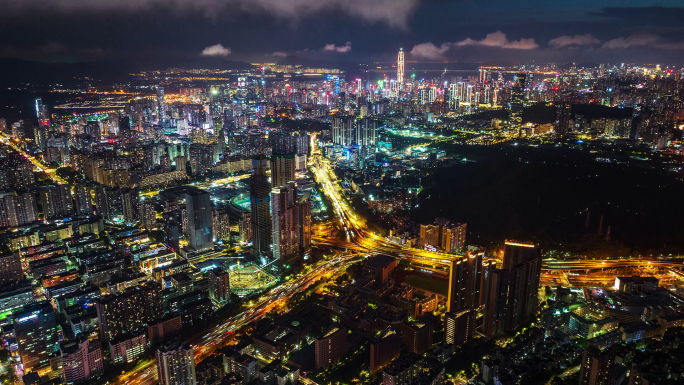 深圳福田区夜景航拍延时