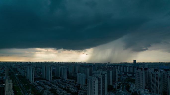 航拍长春钜城臻品传奇鼎盛楼群乌云骤雨延时