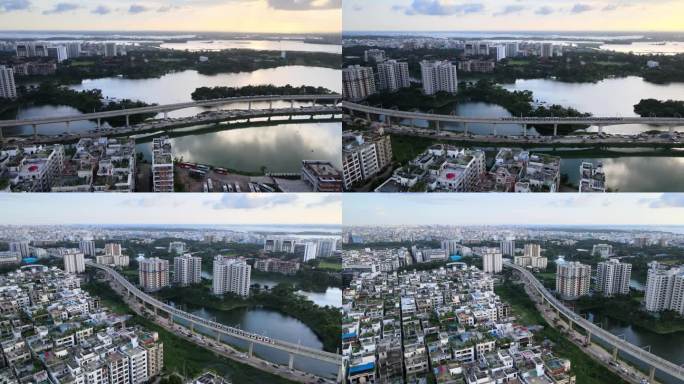 达卡地铁穿越达卡城市住宅区