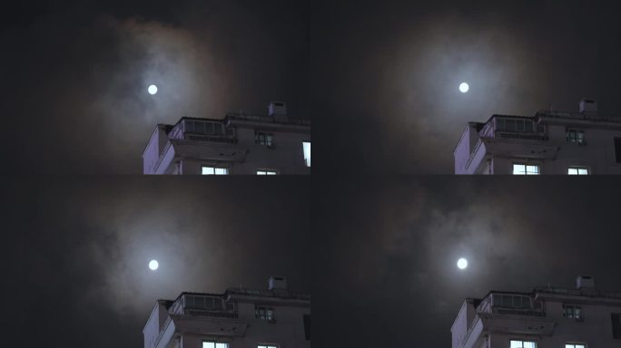 实拍十五夜晚月亮延时素材宣传片纪录片