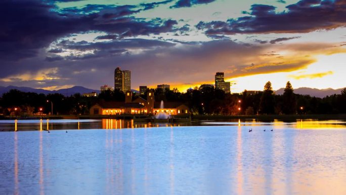 科罗拉多州丹佛市夕阳云彩国外美景