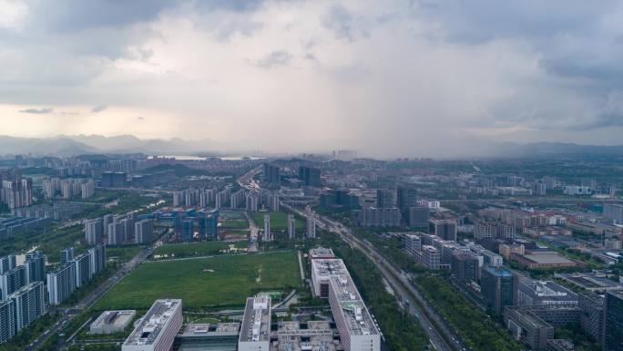 局部暴雨航拍延时