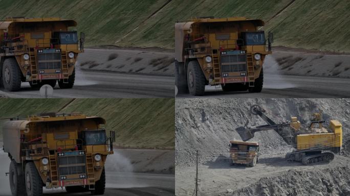 矿用电动轮卡车行走浇水降尘画面4K升格