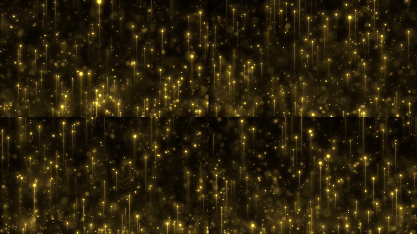 金色粒子光线与光斑上升