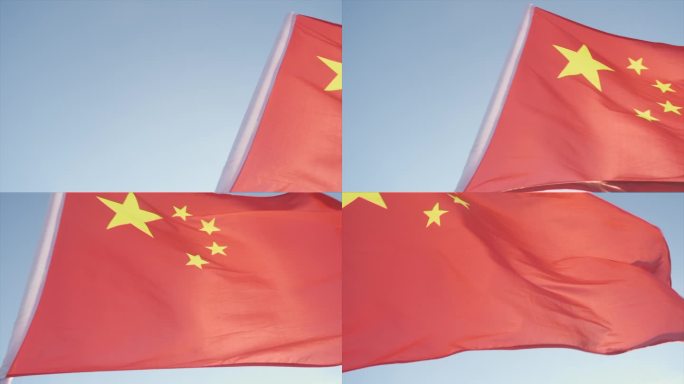 五星红旗飘扬国旗国庆党建爱国教育随风飘扬