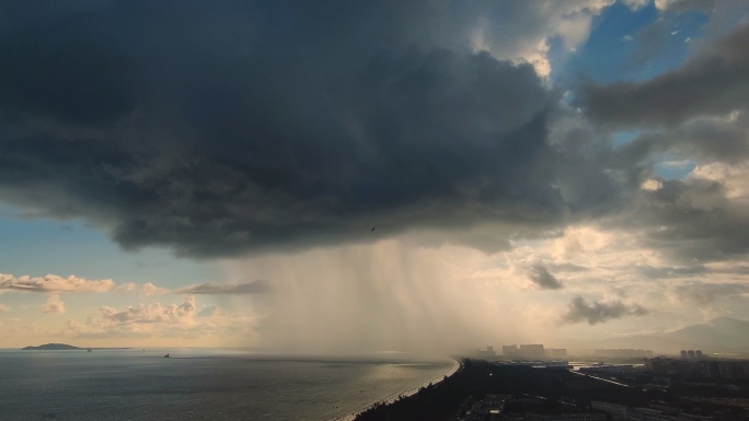 4K海边台风局地暴雨阵雨强对流天气变化