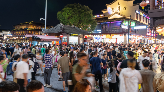 夫子庙景点游客密集延时