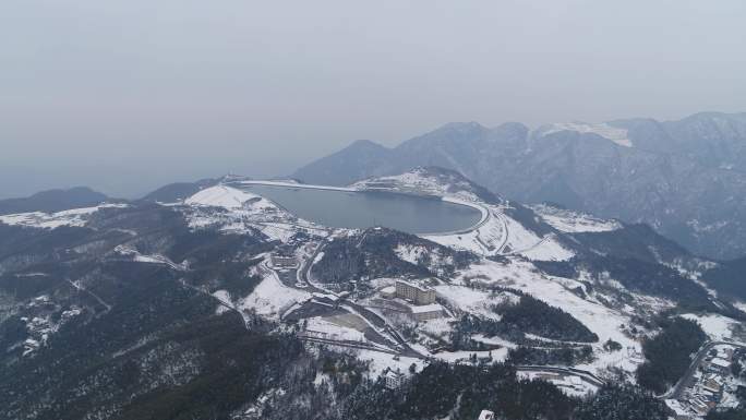 4K航拍安吉江南天池雪景