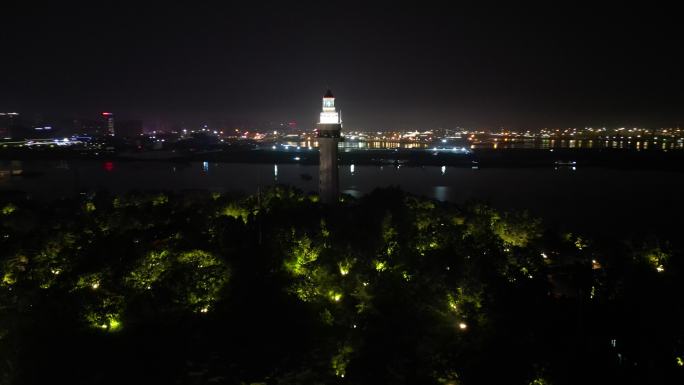 航拍烟台滨海广场夜景