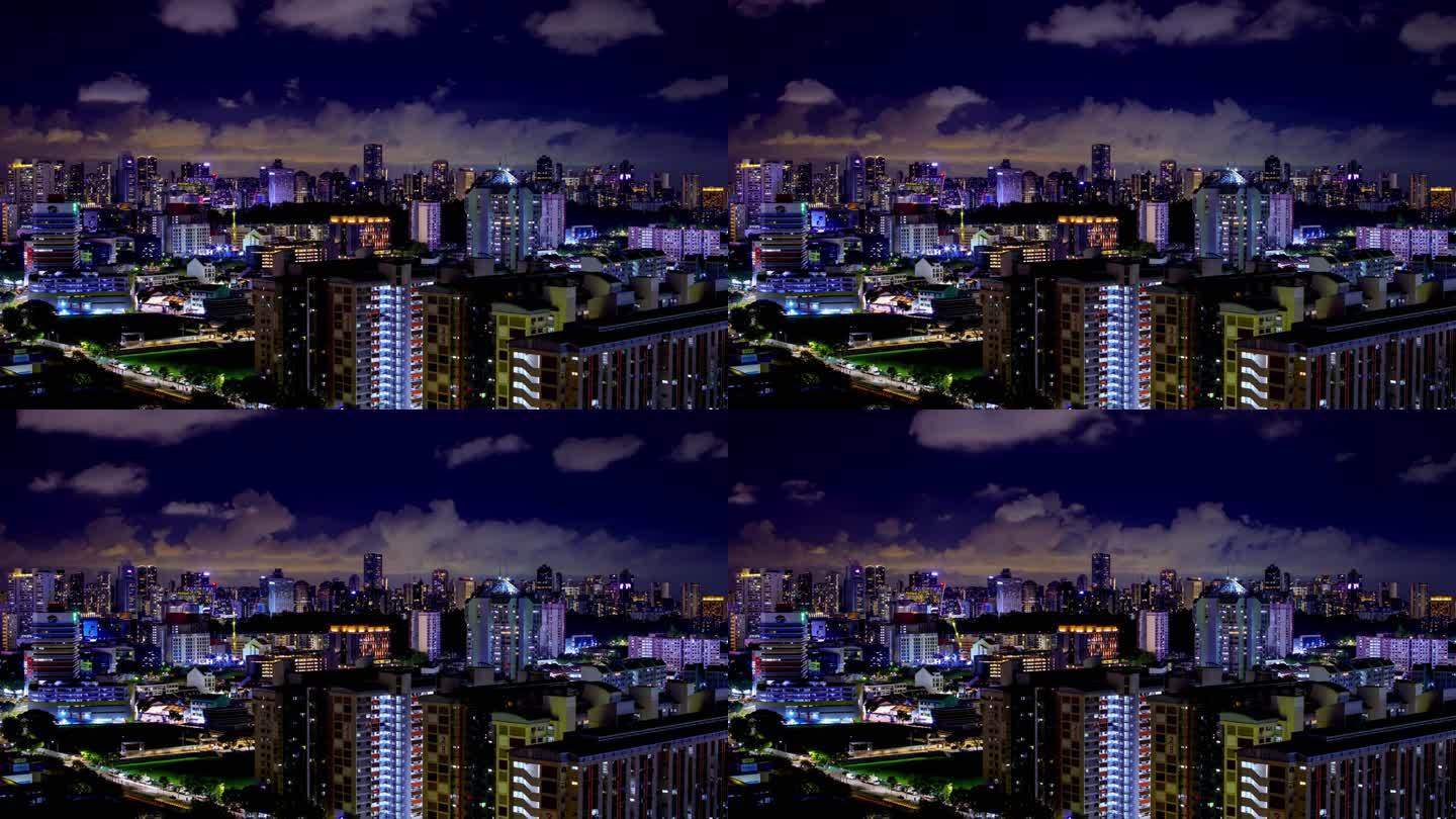 新加坡的天际线新加坡夜景延时夜晚城市灯光