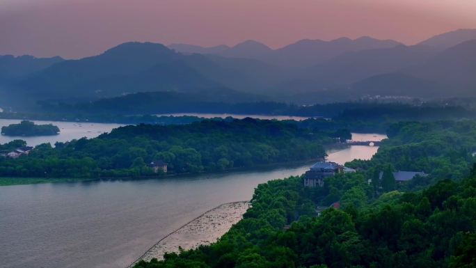 航拍杭州西湖宝石山保俶塔西湖风景宣传片