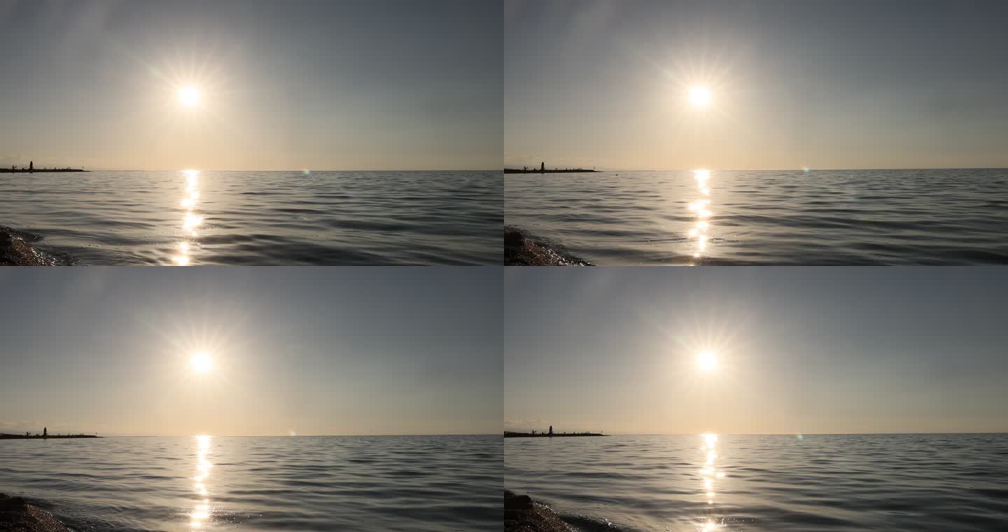 落日 夕阳 水 青海湖