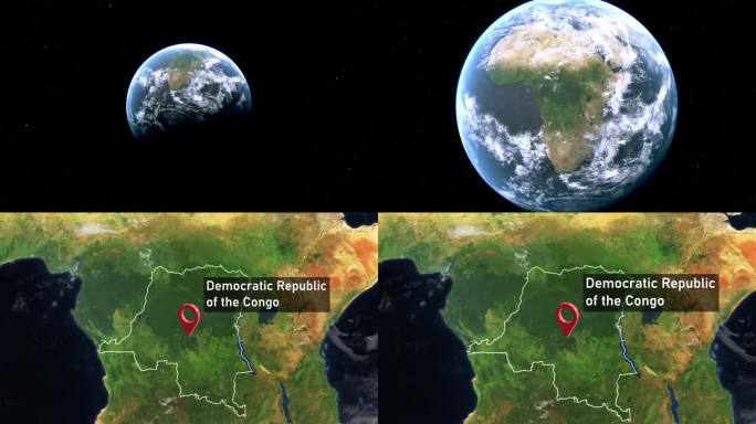 刚果民主共和国国家地图从太空缩放到地球