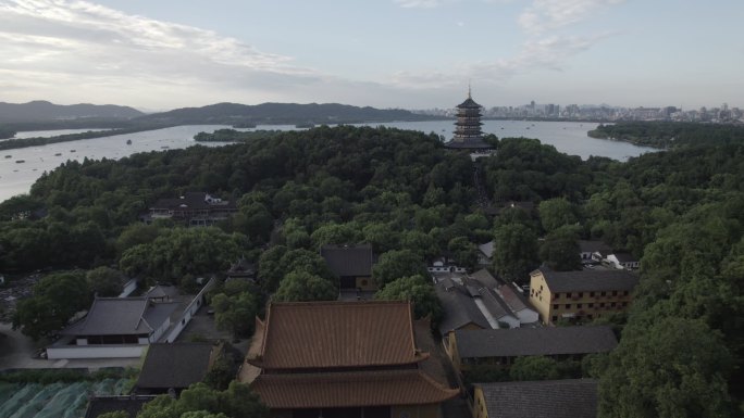 杭州西湖雷峰塔净慈寺航拍