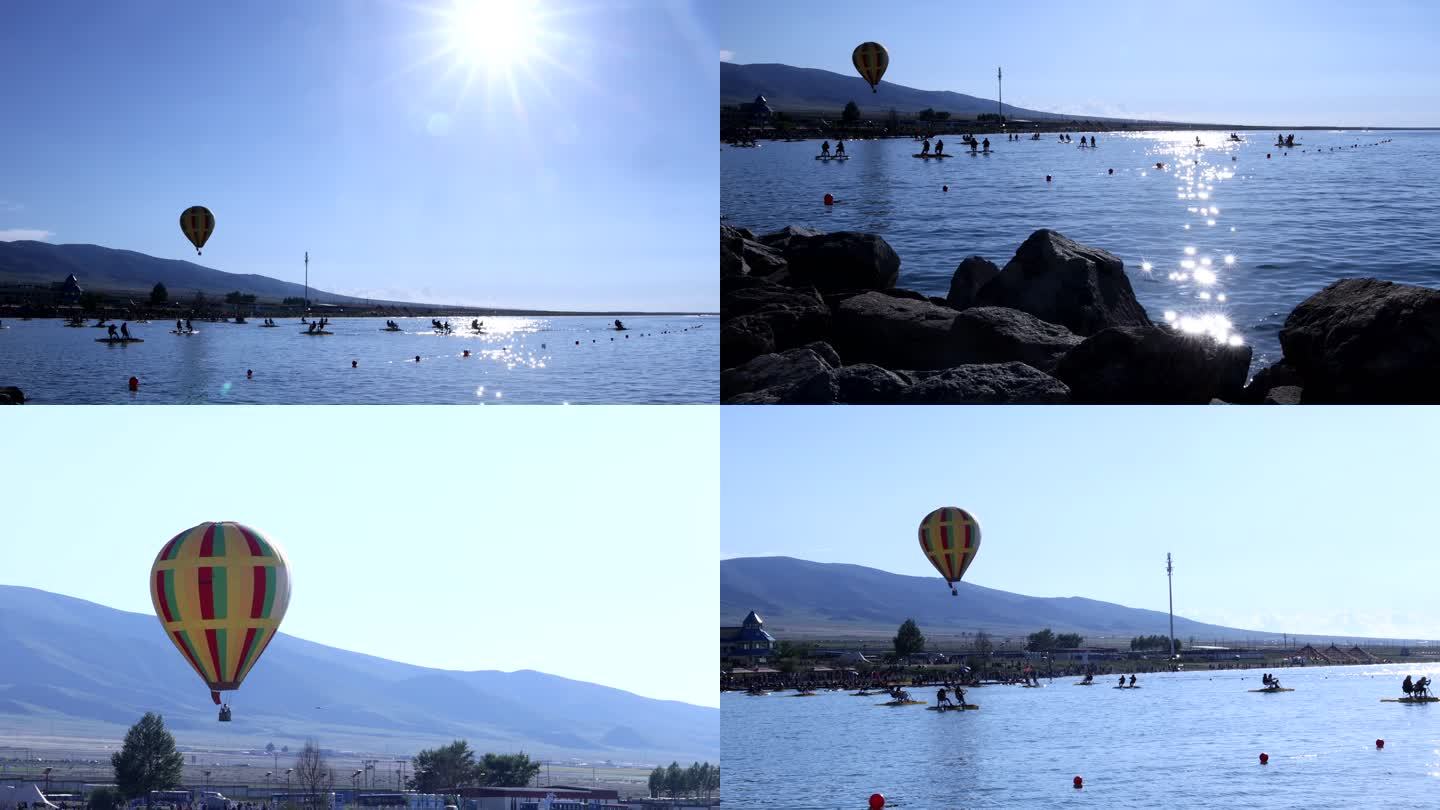 青海湖 热气球 湖水