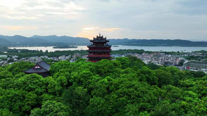 杭州西湖美景 城隍阁地标建筑