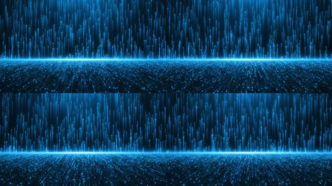 青蓝色闪光粒子上升与穿梭