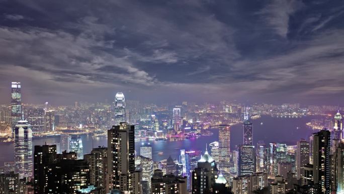 香港之夜中国香港视频素材夜景全景