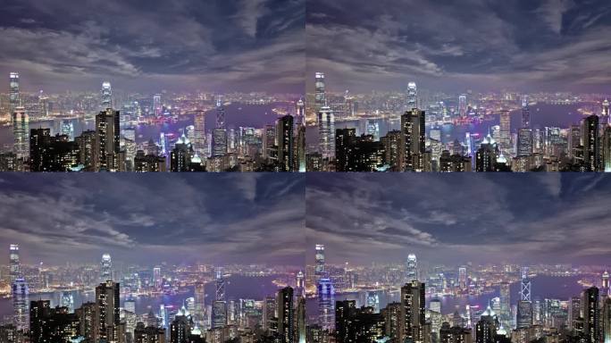 香港之夜中国香港视频素材夜景全景