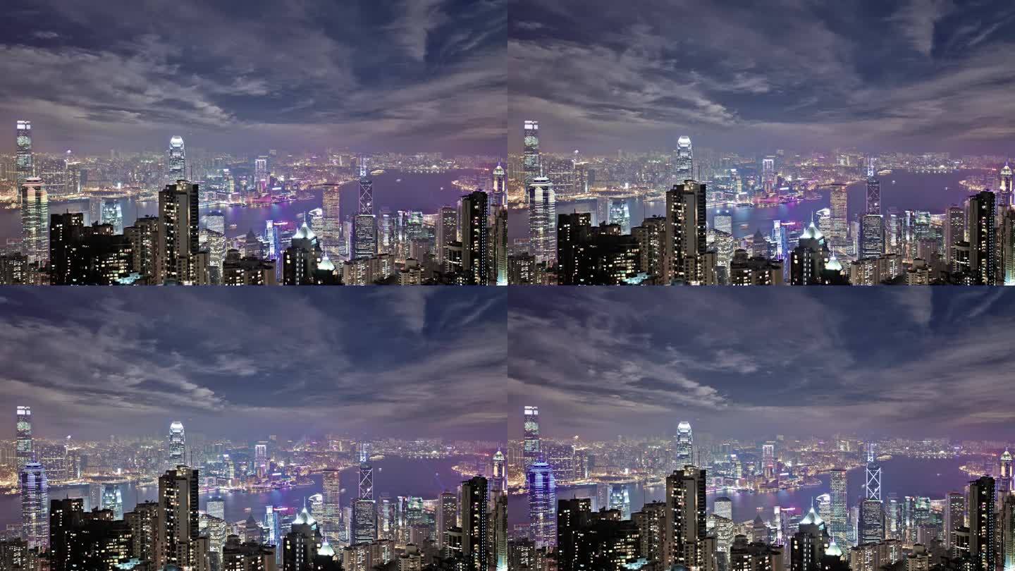 香港之夜中国香港视频素材夜景全景