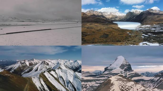 雪山冈仁波齐萨普冰天雪地山川冬天冬季西藏