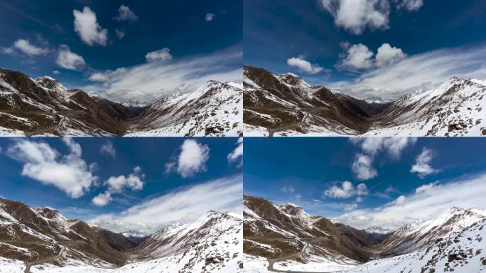 川西高原巴朗山雪山蓝天白云延时雪域高原