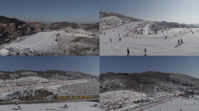 4K航拍安吉云上草原雪景 滑雪
