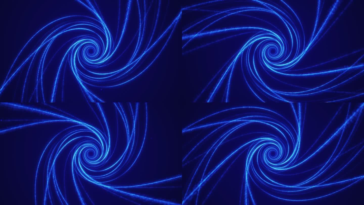唯美深蓝色星空粒子穿梭螺旋线条背景素材