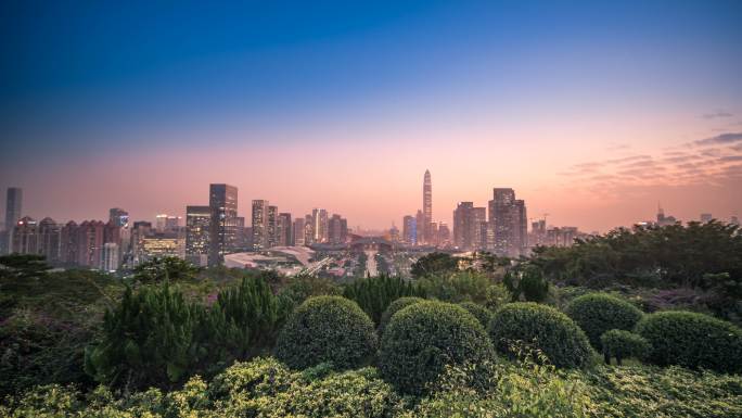 深圳市民中心莲花山深圳全景延时素材