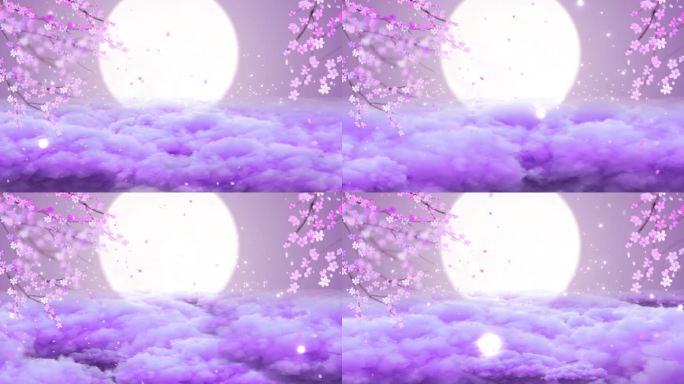 【原创】紫色浪漫云海月亮舞台背景视频