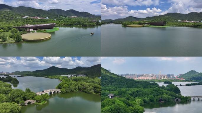 航拍杭州萧山湘湖风景区4k宣传片