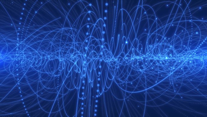带电粒子在磁场中飞行的动画。气泡室中粒子的轨迹。