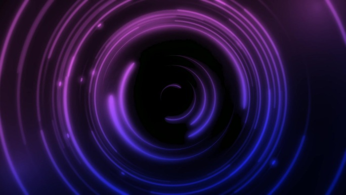 霓虹灯圈。粉蓝环缩放和旋转霓虹灯发光标志抽象不聚焦的圆圈模糊动画技术未来主义抽象背景，闪烁出焦点背景