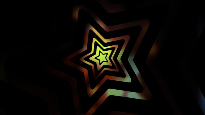 动画旋转美丽的星星彩色dj音乐灯在黑色的背景。