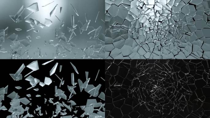 玻璃破碎的3D动画，阿尔法伙伴