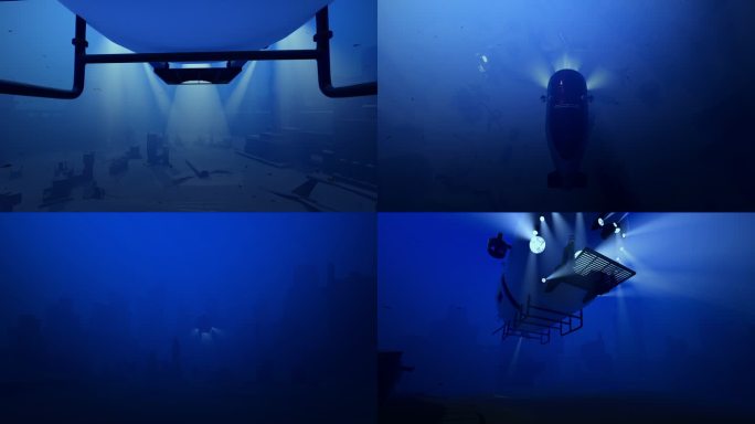 4k蛟龙号潜水艇海洋探险素材