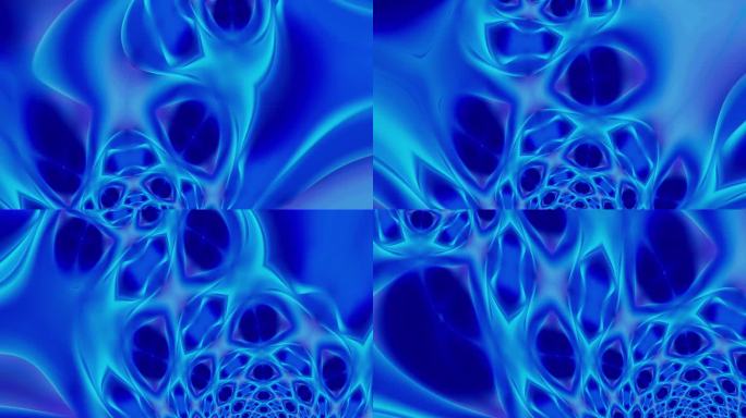 水下通道与蓝绿色的波浪和分形纹理动画抽象背景