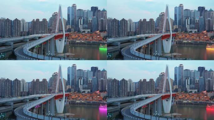 重庆东水门大桥夜景街景交通道路车流